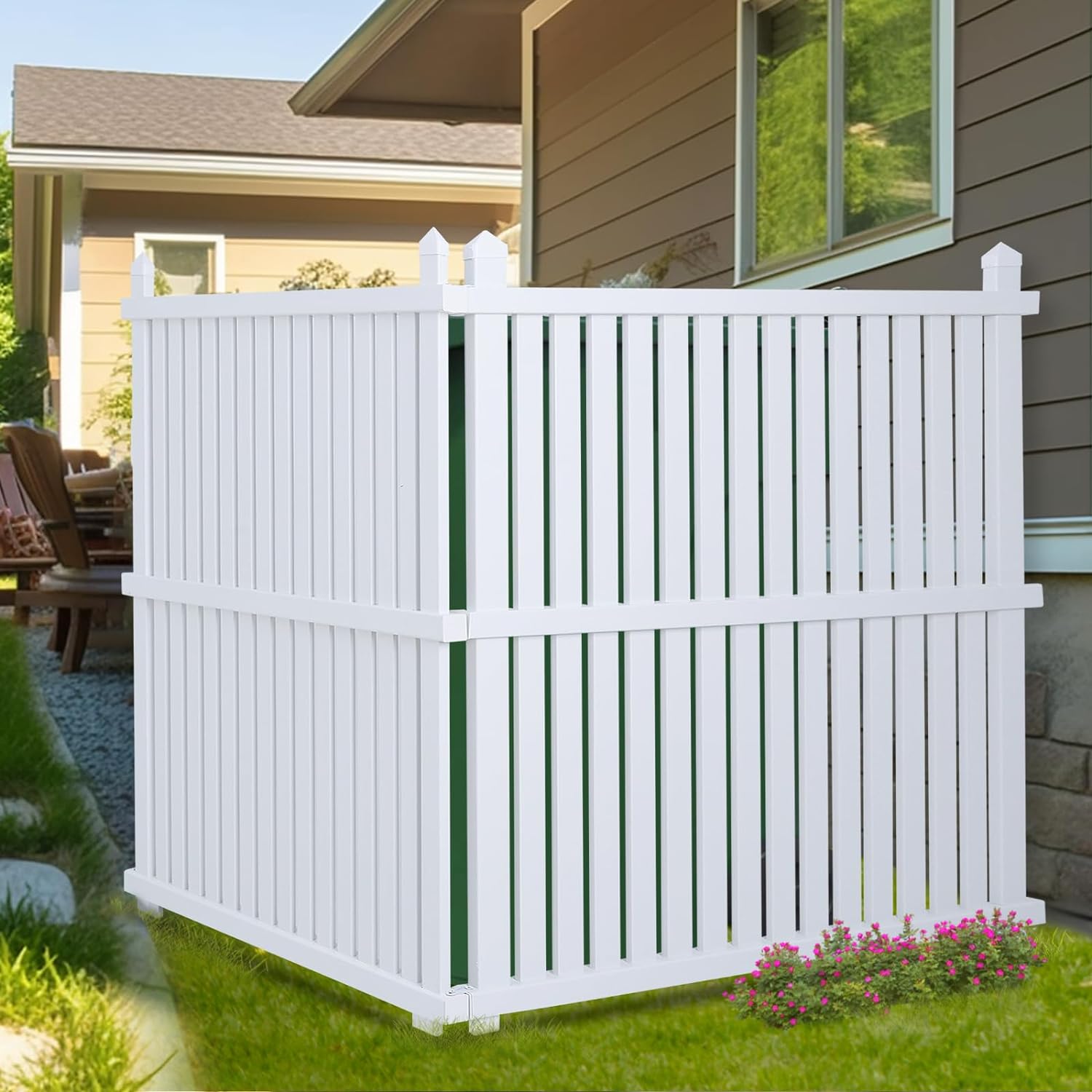 Coarbor 1 juego de valla de vinilo de 84 x 36 pulgadas, valla decorativa de  PVC blanco para patio, patio, exterior, barrera para mascotas, valla
