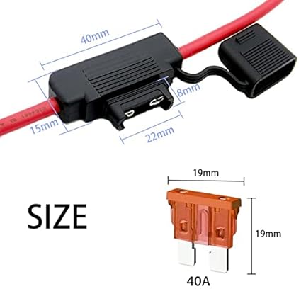 10-Gauge-Sicherungshalter – 10 AWG Inline-Sicherungshalter mit 40 AMP ATC-Flachsicherungen (4er-Pack) 