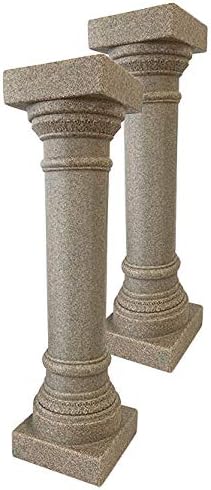 BestNest Emsco Pedestales de columna griega, color arenisca, 32 pulgadas de alto, paquete de 2