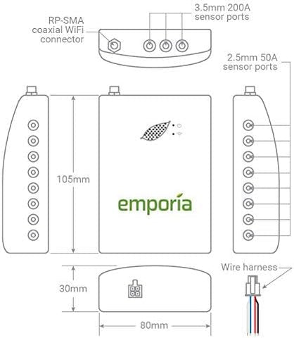 Smart Home Energy Monitor with 16 50A Circuit Level Sensors | Vue - Real Time Electricity Monitor/Meter | Solar/Net Metering