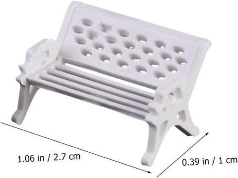 STOBOK 16pcs Park Chair Decoration White Bench Miniatures Doll Accessories Craft Fairy Decoration Miniature Park Accessories Miniature Benches for Crafts Small Garden Benches Decor White