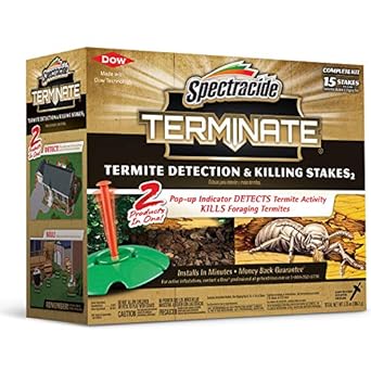 Spectracide Terminate Detección de termitas y estacas para matar, mata termitas forrajeras, detecta actividad de termitas, 15 unidades