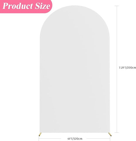 Putros Wedding Arch Cover 7.2FT White Spandex Fitted Arch Cover for Round Top Chiara Backdrop Stand Covers for Wedding Birthday Party Decoration