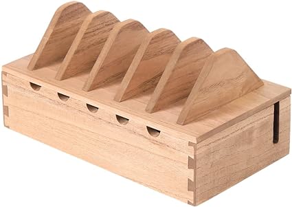 DDYURI Handy-Ladestationsständer aus Holz auf dem Schreibtisch – Organizer-Box aus Holzdraht und Kabel mit 5 Ladefächern für Multi-Geräte-Organizer, Ständer als Smartphones/Tablets/Laptops, leicht (CDJ6S-LT)