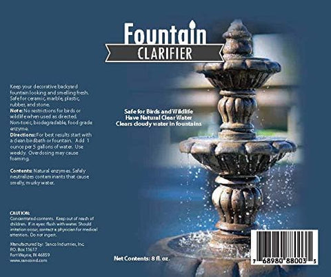 Sanco Industries Brunnenwasserklärer – 8 Unzen – Wasseraufbereitung für Brunnen und Vogelbäder, verhindert weiße Ablagerungen, Flecken, trübes Wasser, Schaum und andere Wasserbedingungen 