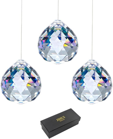 JIHUI Colgante de prisma de bola de cristal transparente atrapasueños 40 mm 