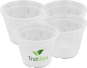 TRUEDAYS Macetas transparentes para orquídeas con agujeros, macetero de plástico para flores, 5,5 pulgadas, paquete de 4 