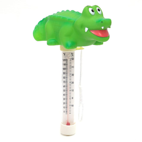 XY-WQ Schwimmendes Pool-Thermometer, großes Format, leicht ablesbar für die Wassertemperatur mit Schnur für Außen- und Innenschwimmbäder und Spas (Alligator) 