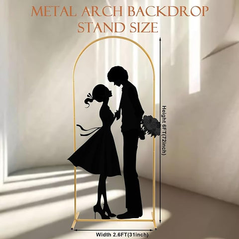 Metal Wedding Arch Backdrop Stand,6FT Stable Gold Balloon Arched Frame Stand with Base for Wedding Ceremony Birthday Parties Bridal Shower Anniversary Celebration for Indoor and Outdoor