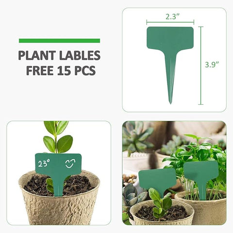 GROWNEER 120 paquetes de macetas de turba de 3.0 in para plántulas con 15 etiquetas de plantas, kits de macetas de iniciación de semillas de hierbas biodegradables, maceta de germinación de jardín 