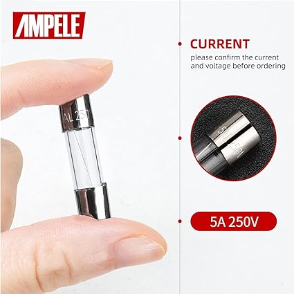 AMPELE (Pack of 20) 5A Fast-Blow Fuse 5Amp 250V Glass Fuses 0.2 x 0.78 inch / 5 x 20 mm (5Amp)(F5AL)