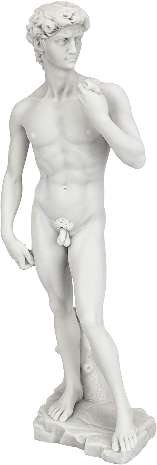 Design Toscano Michelangelo's David Statue, Small, 12 Inch, Bonded Marble Polyresin, White