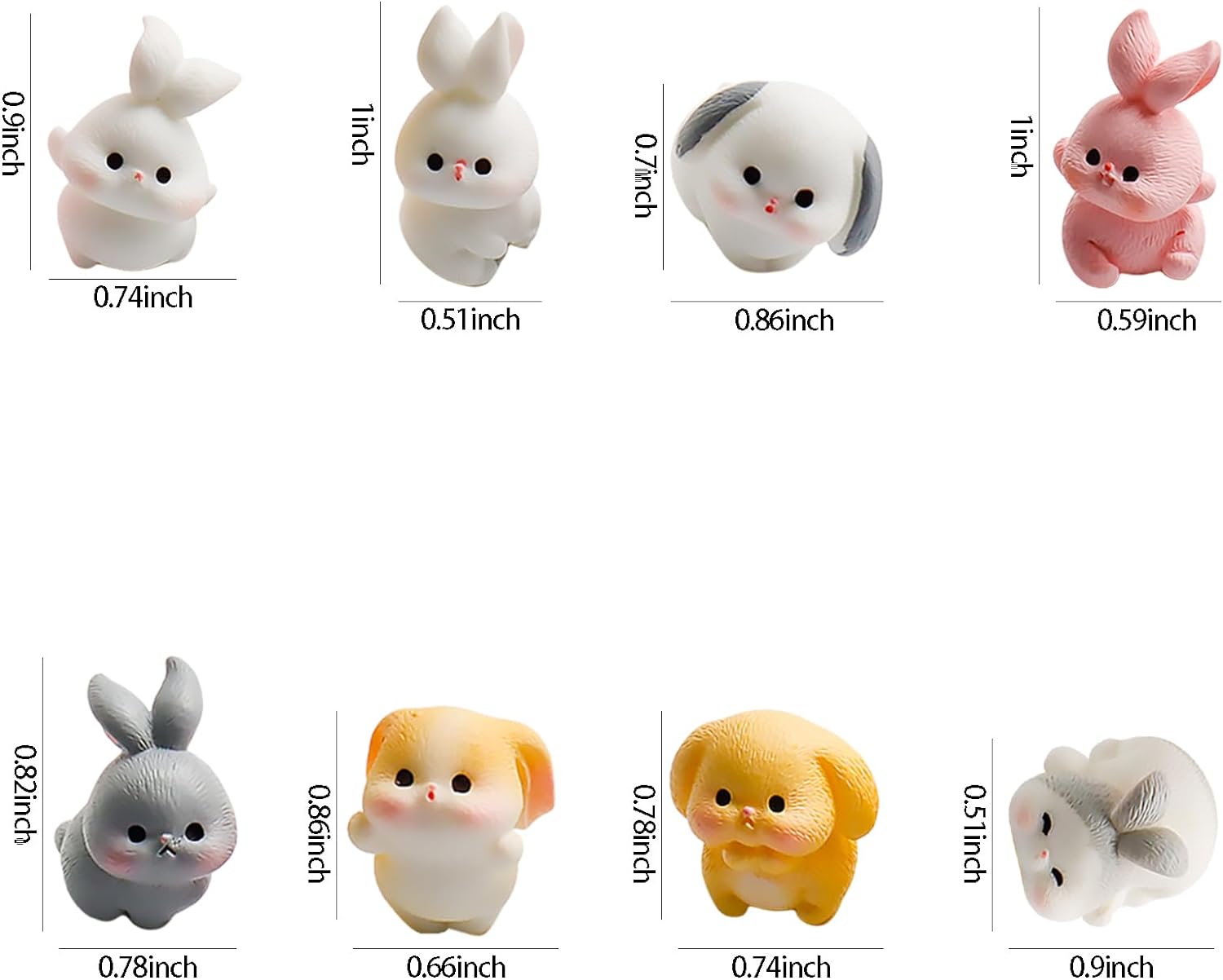 Exasinine 24 Pcs Mini Rabbits Easter Bunny Resin Bunny Figurines Mini Lop Bunny Mini Animals Fairy Garden Miniature Moss Landscape Ornaments for Easter Egg Fillers Dollhouse Cake Home Décor