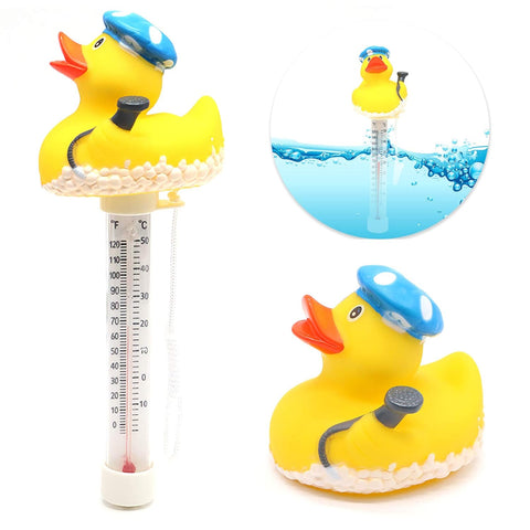 XY-WQ Schwimmendes Pool-Thermometer, großes Format, leicht ablesbar für die Wassertemperatur mit Schnur für Außen- und Innenschwimmbäder und Spas (Ente) 