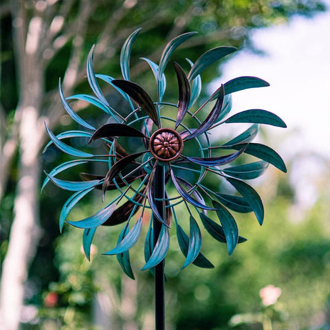 VEWOGARDEN 360° Windspiel für den Außenbereich, Windskulptur-Spinner mit Metallpfahl, Hof-Kunstdekoration für Terrasse, Rasen und Garten 63 * 13