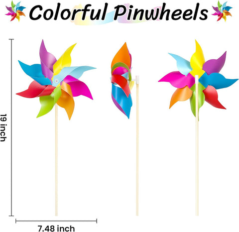 12 Pack Rainbow Pinwheels for Yard and Garden, Rainbow Party Decorations for Kids, Colorful Garden Wind Spinners Outdoor Decor, Party Favors for Kids, Lawn, Yard, Garden, Patio
