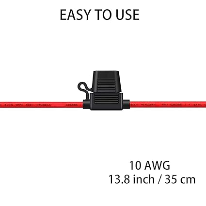 10-Gauge-Sicherungshalter – 10 AWG Inline-Sicherungshalter mit 40 AMP ATC-Flachsicherungen (4er-Pack) 