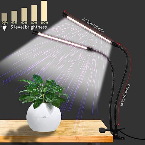 GooingTop LED-Wachstumslicht, 6000 K Vollspektrum-Clip-Pflanzen-Wachstumslampe mit weißen roten LEDs für Zimmerpflanzen, 5-stufig dimmbar, automatisches Ein-Aus-Timing 4 8 12 Stunden 
