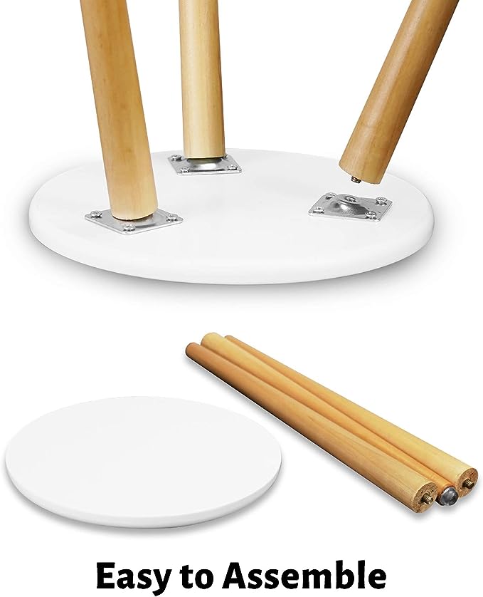 Uneedem Soporte para plantas de madera de mediados de siglo para plantas de interior, mesa moderna, soporte alto para macetas, mesa auxiliar redonda pequeña (A2 blanco, alto: 16,5 pulgadas) 