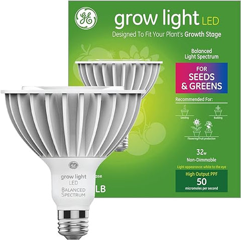 Klicken Sie auf das Bild, um die erweiterte Ansicht zu öffnen. 6 VIDEOS GE Grow LED-Glühbirne für Pflanzen, Samen und Grünpflanzen mit ausgewogenem Lichtspektrum, PAR38-Flutlicht (1 Packung) 
