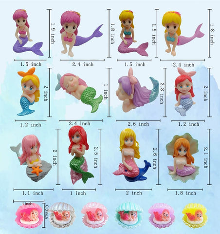 JKanruh 18 figuras de sirena en miniatura, mini sirena y mini sirena durmiente en concha para decoración de pasteles, decoración de terrario del hogar, manualidades 