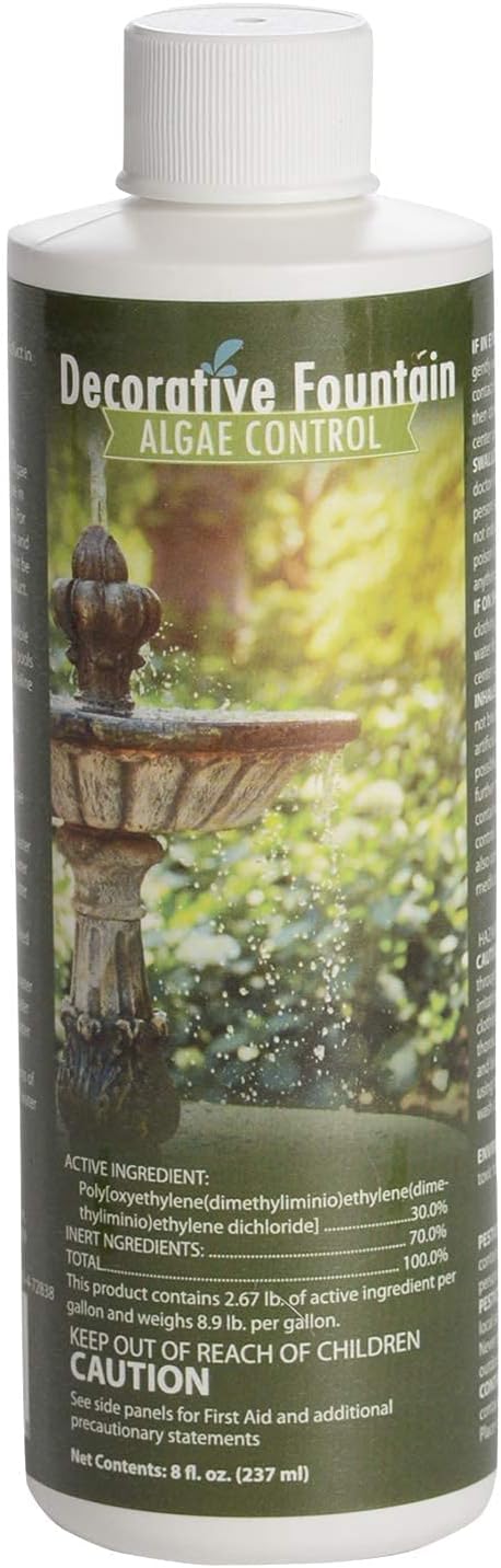 Fountain Algaecide and Clarifier - 8oz - Kills and Inhibits All Types of Algae Growth, Formulated for Small Ponds and Water Features, Treats up to 8,000 Gallons