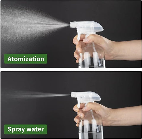 HOMBYS Botellas vacías de vidrio transparente con protección de funda de silicona – Contenedores recargables de 16 oz para soluciones de limpieza, aceites esenciales, plantas de nebulización – Pulverizador de calidad – Paquete de 3 