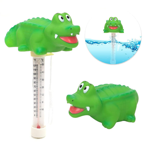 XY-WQ Schwimmendes Pool-Thermometer, großes Format, leicht ablesbar für die Wassertemperatur mit Schnur für Außen- und Innenschwimmbäder und Spas (Alligator) 