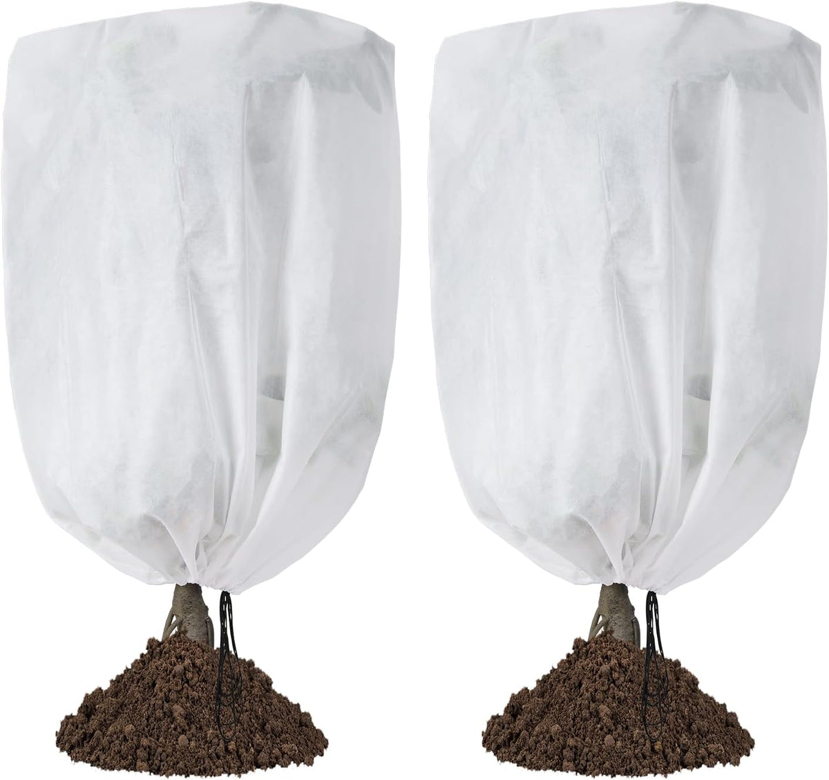 Garutom Paquete de 2 cubiertas para plantas protección contra congelación 48" x 72" 2.2 oz, cubierta de árbol con cordón para plantas de exterior, arbustos en macetas de invierno 