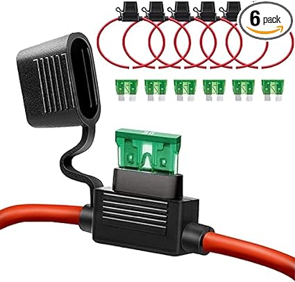 12 AWG Inline-Sicherungshalter – 12 Gauge Sicherungshalter für 30 A Flachsicherung (6er-Pack) 