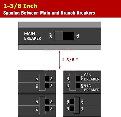 Natupal Generator Interlock Kit Compatible with Square D QO or Homeline 150 or 200 amp panels. 1 3/8 inches Spacing between main and generator breaker, Professional and Interlock Kit