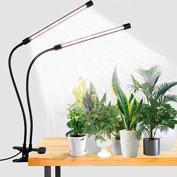 GooingTop LED-Wachstumslicht, 6000 K Vollspektrum-Clip-Pflanzen-Wachstumslampe mit weißen roten LEDs für Zimmerpflanzen, 5-stufig dimmbar, automatisches Ein-Aus-Timing 4 8 12 Stunden 