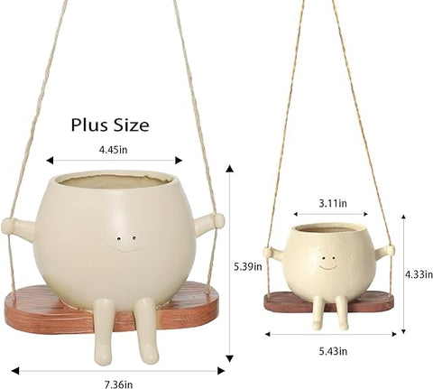 UMESONG Macetero de tamaño grande con cara oscilante, macetero con cabeza colgante para plantas de interior y exterior, para cadena de perlas, macetas de resina viva, ideas de regalo para agradecimiento a madres y profesores, Navidad