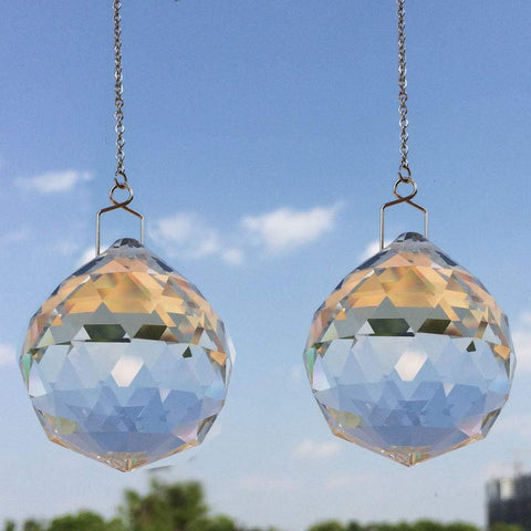Suncatcher Crystals Ball Prism Window Rainbow Maker con cadena para colgar fácilmente 40 mm, 2 unidades