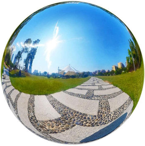 6-15 inch Gazing Globe Mirror Ball,Polished Reflective Smooth Garden Ball Sphere,Colorful and Shiny Addition to Any Garden or Home Decoration,Silver Stainless Steel