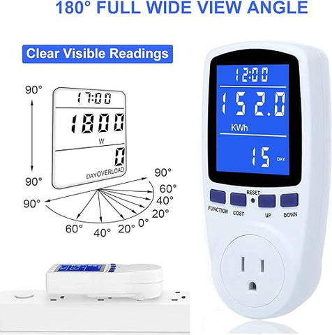 Upgraded Watt Power Meter Plug Home Electrical Usage Monitor Consumption, Energy Voltage Amps Kill Tester with Backlight, Overload Protection, 7 Modes Display