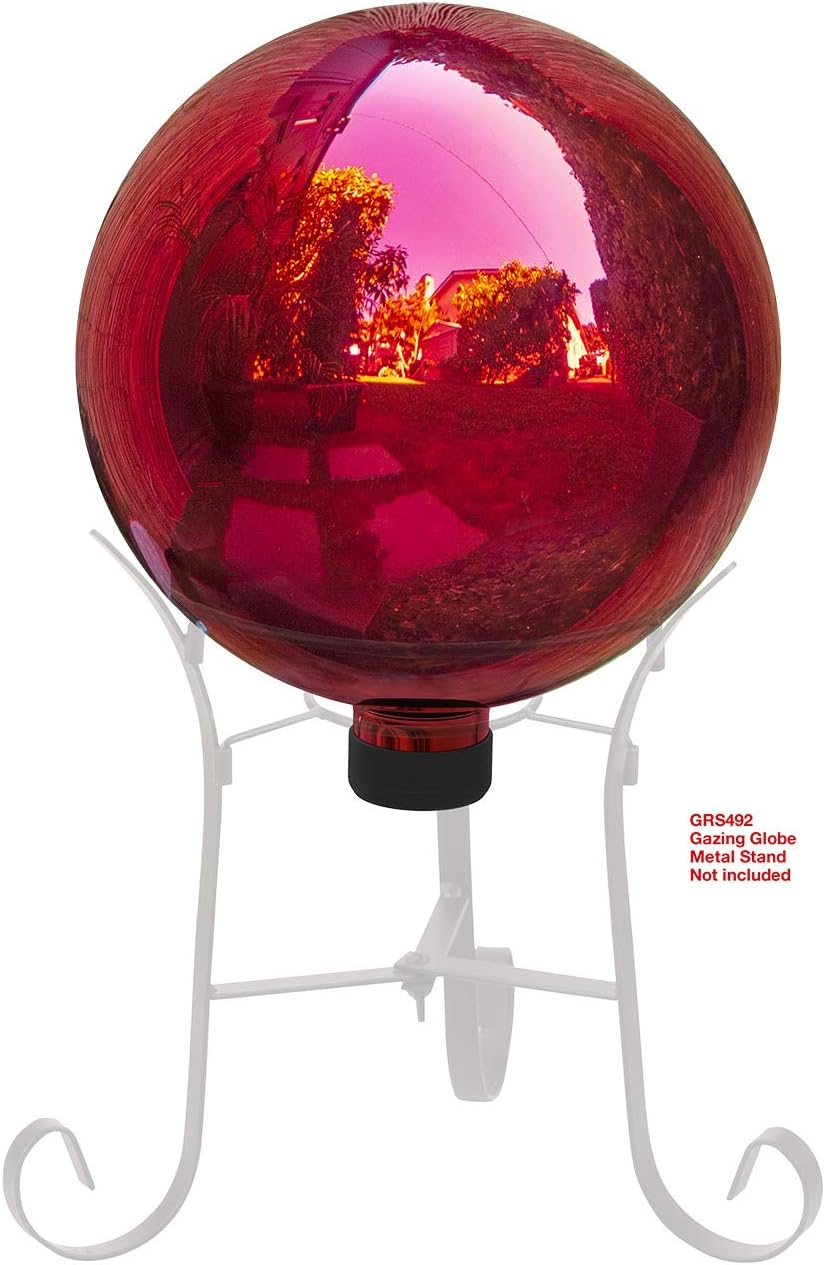 Alpine Corporation Globo de cristal para decoración de patio, interior y exterior, 10.0 in de diámetro, color rojo