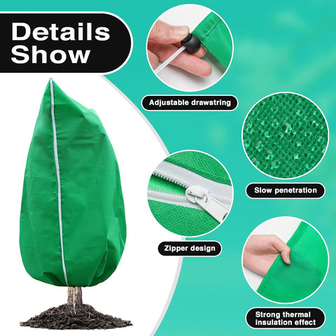 GonLei 2 Packs Plant Covers Freeze Protection 47.7" X 71.7" Large Frost Blankets for Plants Frost Cloth Plant Freeze Protection Tree Covers Freeze Protection Covers Bags with Zipper Drawstring