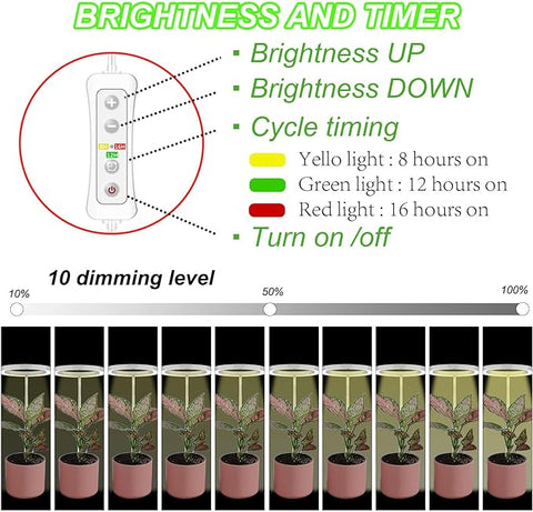 Plant Grow Light,yadoker LED Growing Light Full Spectrum for Indoor Plants,Height Adjustable, Automatic Timer, 5V Low Safe Voltage,Idea for Small Plant Light