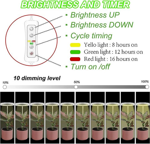Plant Grow Light,yadoker LED Growing Light Full Spectrum for Indoor Plants,Height Adjustable, Automatic Timer, 5V Low Safe Voltage,Idea for Small Plant Light