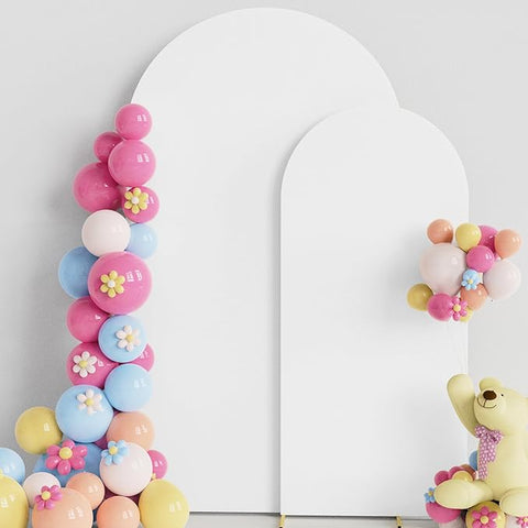 Putros Juego de 2 cubiertas para arco de boda, cubiertas de arco ajustables de spandex blanco para soporte de telón de fondo de Chiara con parte superior redonda para decoración de fiesta de cumpleaños de boda, 7,2 pies, 6 pies 