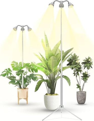 TAURUSY Grow Lights for Indoor Plants Full Spectrum with Detachable Tripod Stand, 10-55 Inches Height Adjustable Aluminum Alloy Indoor Plant Grow Lamp with Auto On/Off Timer Function