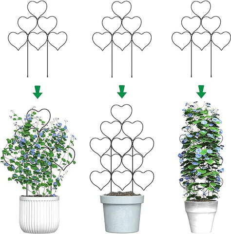 Ailibre Rankgitter für Kletterpflanzen im Innen- und Außenbereich, 3er-Pack, stapelbares Gartenspalier für Topfpflanzen, kleines Zimmerpflanzen-Spalier aus Metalldraht zur Unterstützung von Weinreben, Efeu, Blumenpflanzen (schwarz) 