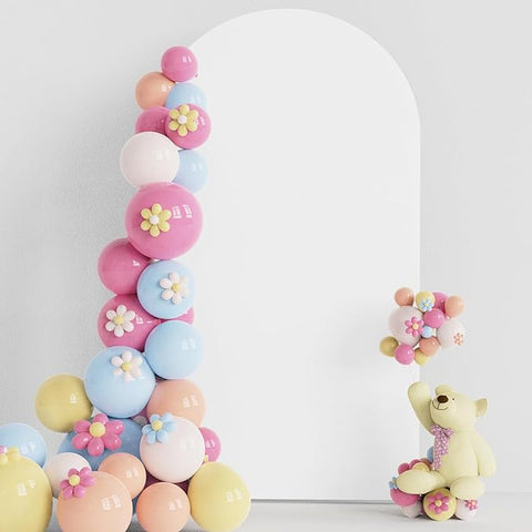 Putros Wedding Arch Cover 7.2FT White Spandex Fitted Arch Cover for Round Top Chiara Backdrop Stand Covers for Wedding Birthday Party Decoration