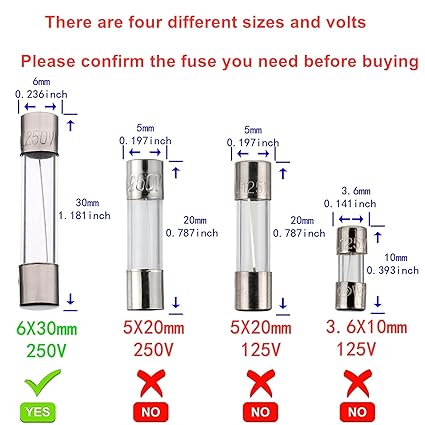 BOJACK 6x30mm 15 A 15 amp 250 V 0.24x1.18 Inch Volt F15AL250V Fast-Blow Glass Fuses(Pack of 18 Pcs)