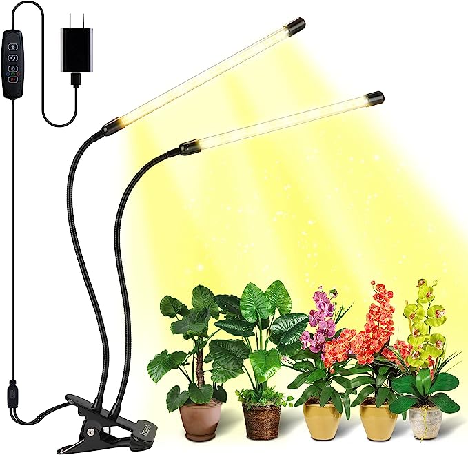 bseah Grow Light - Luces para plantas de interior, luces de cultivo de plantas de espectro completo, 10 niveles regulables, encendido y apagado automático con temporizador de 3/9/12H 