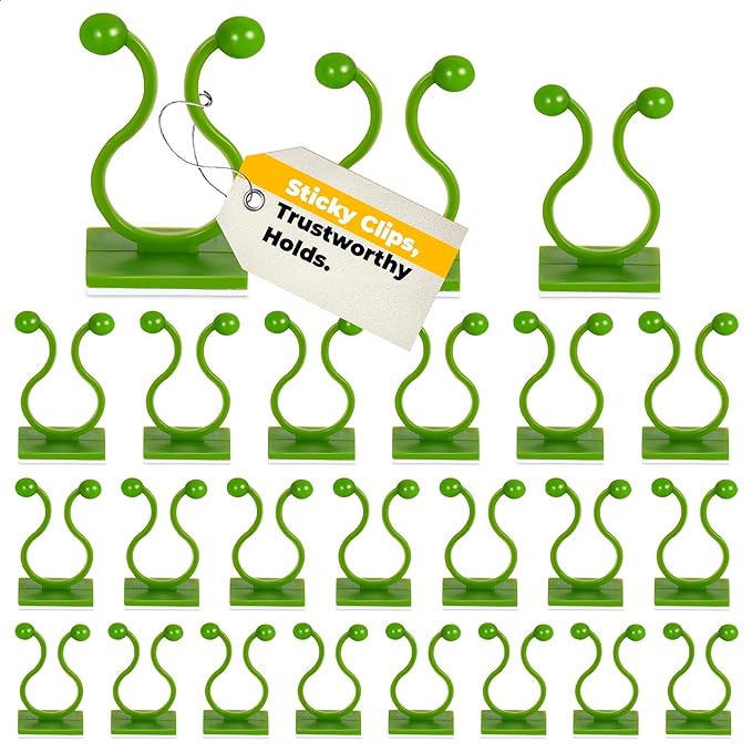 Wand-Pflanzen-Clips für Kletterpflanzen – 110 Stück grüne Ranken-Pflanzenstützen, Kunststoff-Clips, Pflanzenzubehör, selbstklebende Clips zum Aufhängen von Pflanzenhaken im Innenbereich – selbstklebende Kabel-Clips, Wand-Pflanzenhalter 