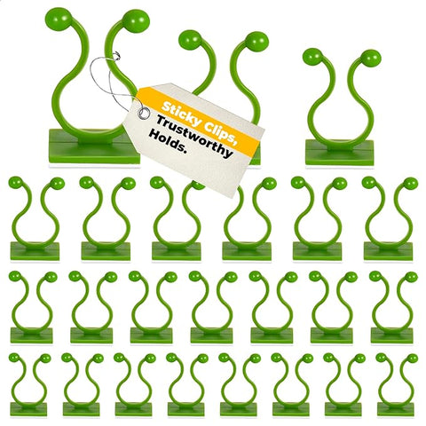 Wand-Pflanzen-Clips für Kletterpflanzen – 110 Stück grüne Ranken-Pflanzenstützen, Kunststoff-Clips, Pflanzenzubehör, selbstklebende Clips zum Aufhängen von Pflanzenhaken im Innenbereich – selbstklebende Kabel-Clips, Wand-Pflanzenhalter 