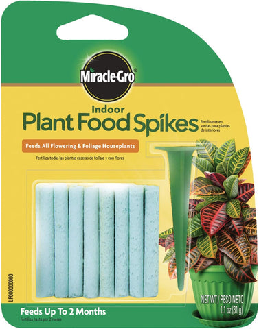 Miracle-Gro Picos de alimento para plantas de interior, incluye 24 púas, alimentación continua para todas las plantas de interior con flores y follaje, NPK 6-12-6 