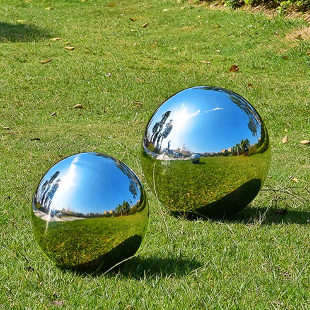 zosenda Edelstahl-Blickkugel, 6 Stück, 50–150 mm, hochglanzpolierte Hohlkugel, reflektierende Gartenkugel, schwimmende Teichkugeln, nahtlose Blickkugel für Hausgarten-Ornament-Dekorationen (6 Stück gemischt)